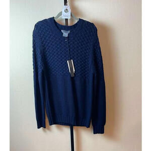 Dylan Gray Navy Blue Merino Wool Sweater, $228, NWT, Size L, #2040